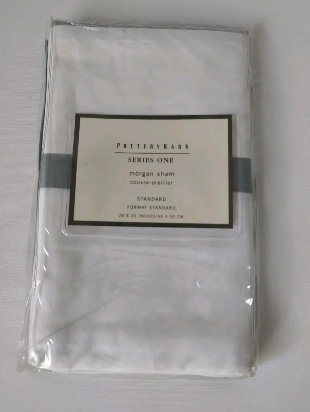 Pottery Barn Series One Morgan Sham Standard - White - Blue Trim 26 x 20